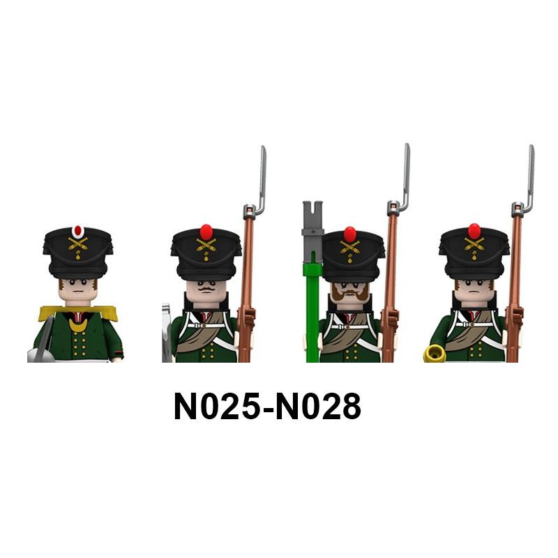 4pcs Military Building Blocks Medieval Knights Duke Marshal Figures Napoleonic Wars Weapons Sword Flags Shoulder Armor Cape Brick MOC