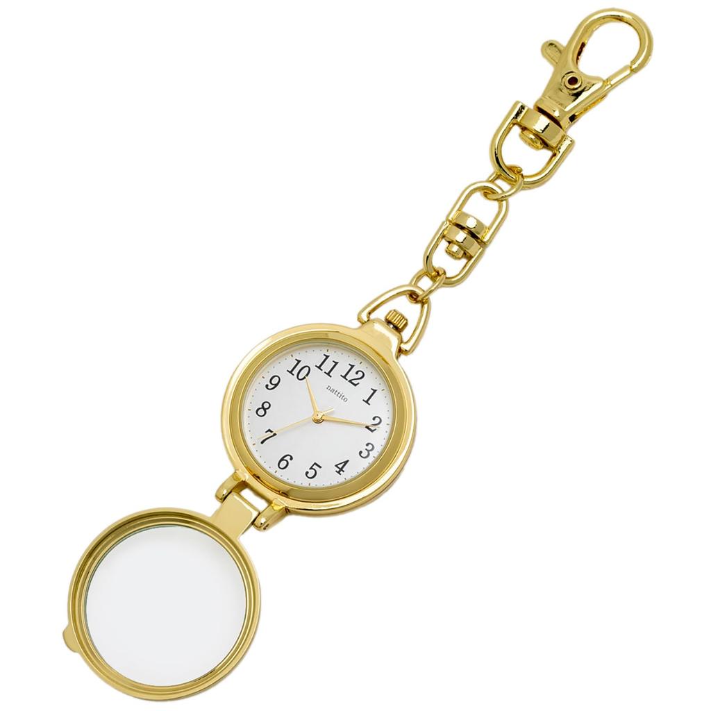 Pocket Watch Analog with Loupe Keychain Watch Bag Charm Gold [Fieldwork] Women's FSC170-2