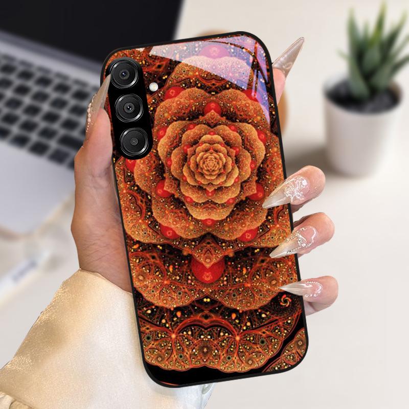Модный Чехол Для Samsung A55 A56 Чехол A25 A26 Закаленное Стекло Чехол Для Телефона Для Galaxy A15 A35 A36 Жесткий PC Стекло Защитный Fundas