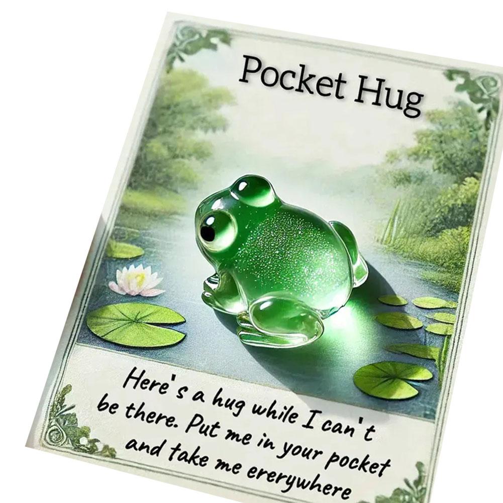 1pcs Mini Resin Animal Pocket Hug Decor With Card For Birthday Christmas Thanksgiving Emotional Comfort Ornament Portable Gift
