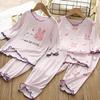Girls' Summer Ice Silk Pajama Set - Short-Sleeve, Breathable, Air-Conditioning Friendly