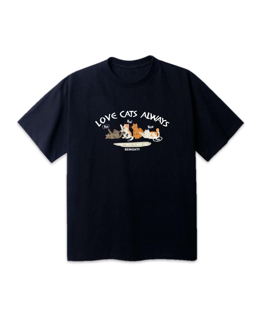 BEMIGHTY Love Cats Oversized Short Sleeve T-Shirt [Black]