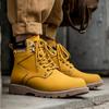 Модные мужские осенне-зимние ботинки до щиколотки желто-коричневые с мехом из натуральной кожи повседневная обувь высокого качества для мужчин на открытом воздухе рабочая обувь 2024