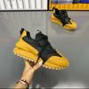 Fashion Chunky Sneakers Men Cover Bottom Board Shoes Fashion Casual Microfiber Leather Breathable Increased Internal Flat Platform Shoes