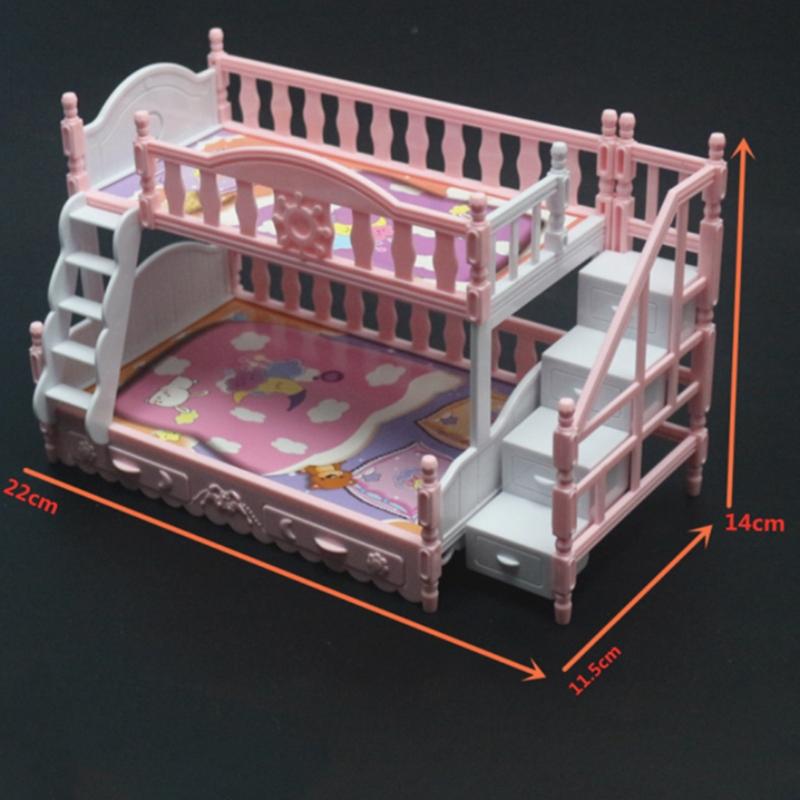 Doll House Miniature Furniture Bunk Bed Pretend for Play Detachable Toy Role for Play for w/ Ladder DIY Accessories