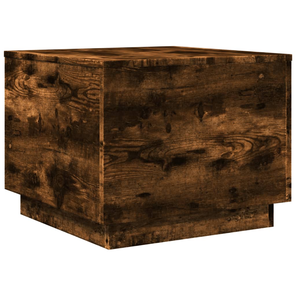 Coffee Table with LED Lights Smoked Oak 50 x 50 x 40 cm