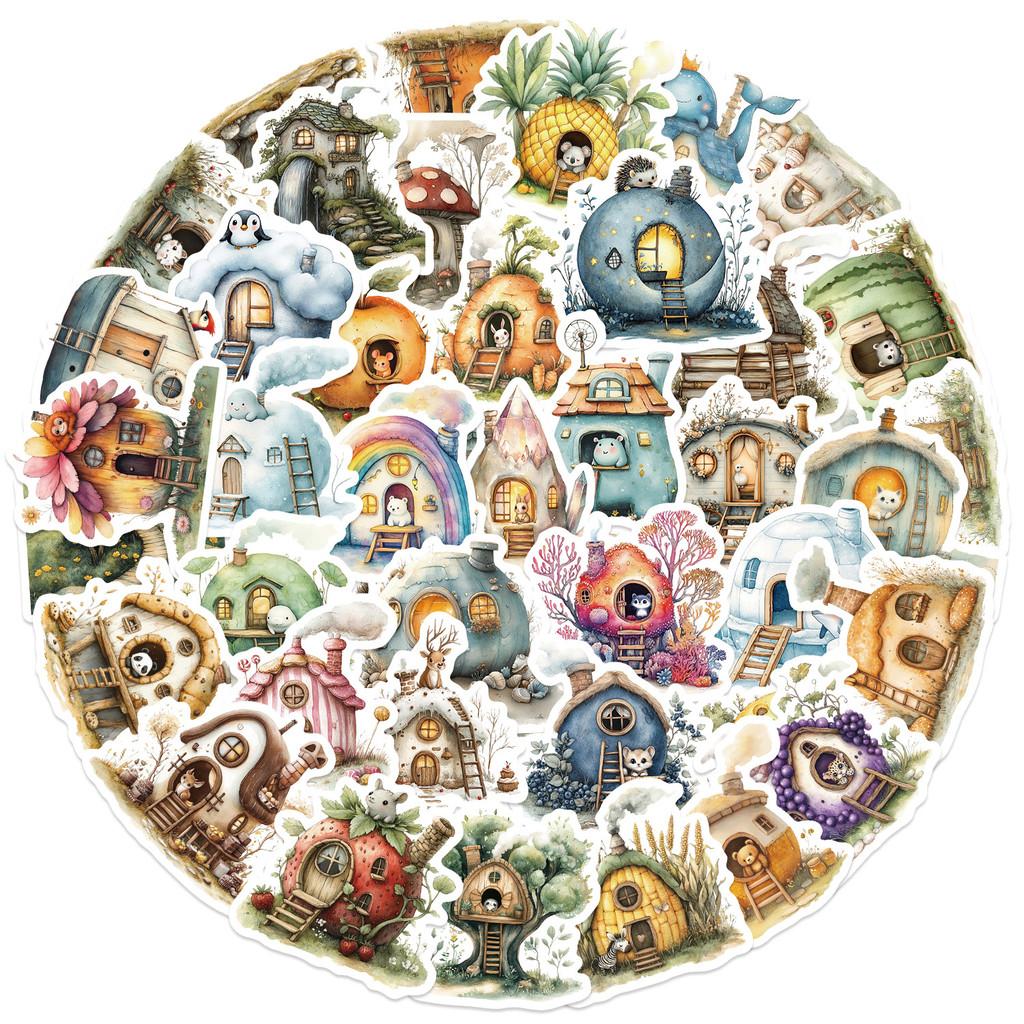 50PCS Cartoon Colorful House Graffiti Stickers - Waterproof DIY Decor for Guitar, Notebook & Luggage RecordingYourLife Store