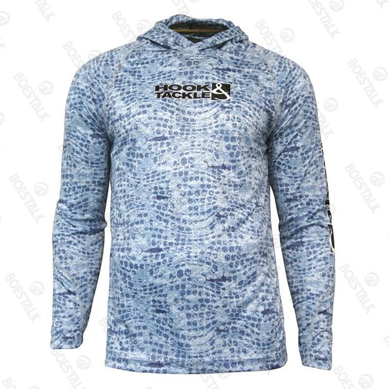 Hook Tackle UPF50 Fishing Shirt Ice Silk Lightweight Breathable Long Sleeve Hooded Men Outdoor Angling