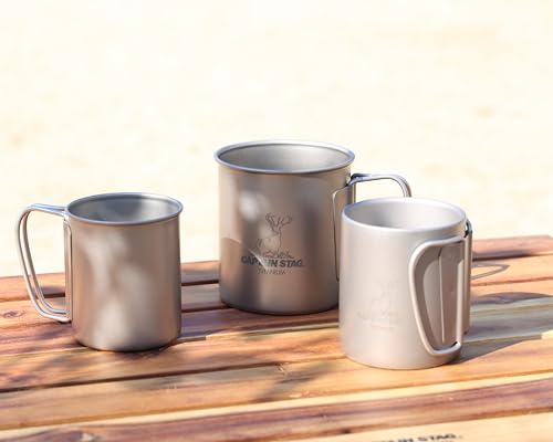 Captain Stag (CAPTAIN STAG) Outdoor Cup/Mug/Tumbler, Single Mug, 300ml, Folding Handle, Lightweight, Titanium, Made in Japan, Tsubame-Sanjo, UH-4502