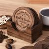 D2 Walnut Dark Coaster Set of 6 Pieces. Including The Holder Pure Natural Wood Texture. Wonderful Decor For Dining Tables Office