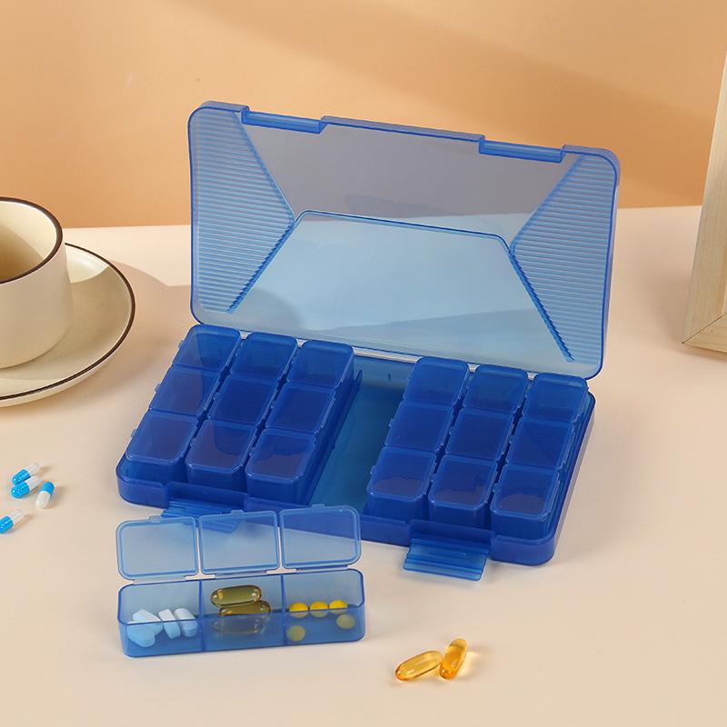 Weekly Pre-Portioned Pill Box for Elderly - Portable 3 Meals a Day Organizer