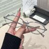 Серебряные овальные солнцезащитные очки в стиле панк с бриллиантами, защита UV400, женские, ретро, модные, для пикников