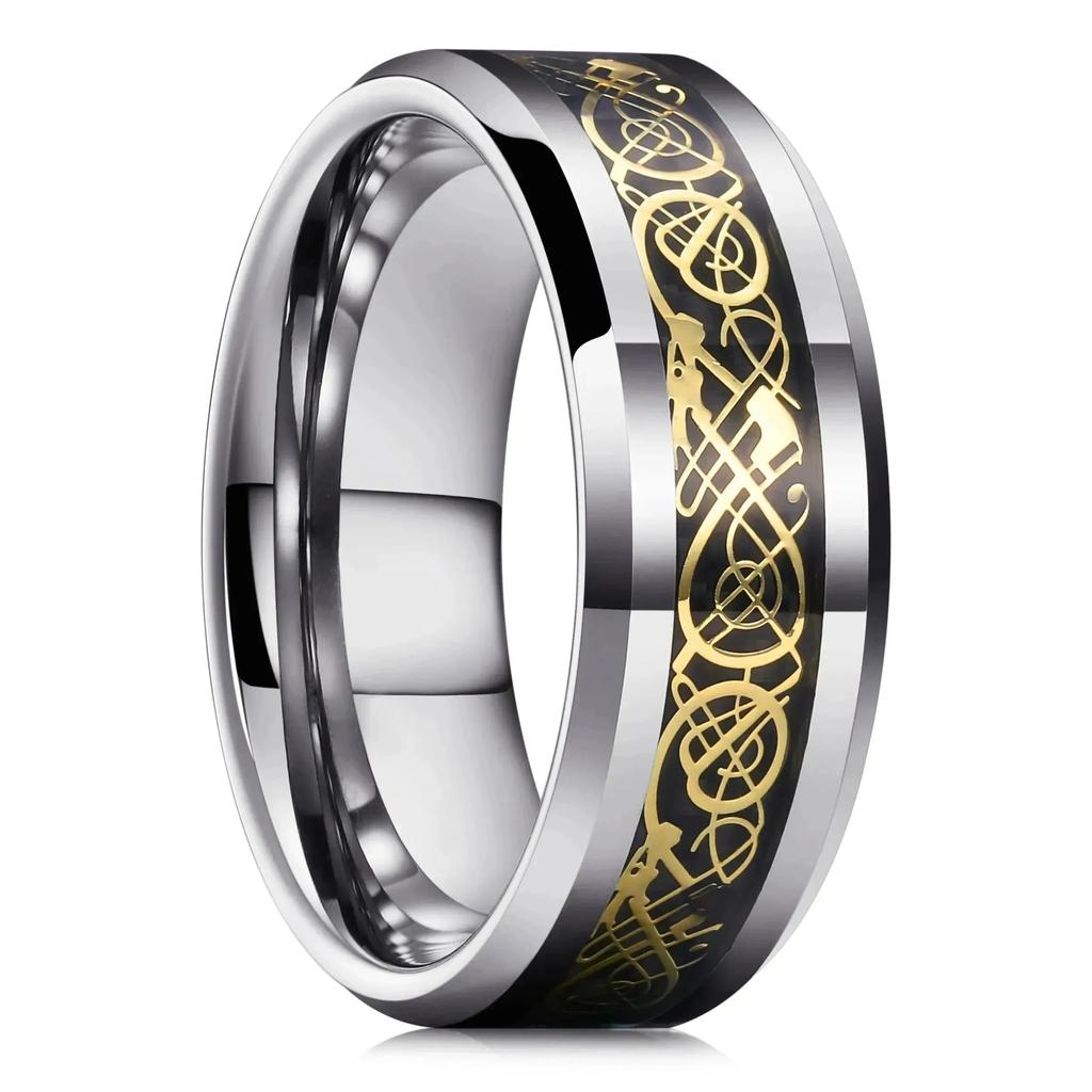 Vintage CopperColor Titanium Stainless Steel Rings for Men Black Carbon Fiber Ring Wedding Jewelry Christmas Gift Accessories