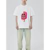 Cotton T Shirt Black Melting Ice Cream Cartoon Print for Casual Wear