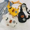 Маленькая холщовая нагрудная сумка желтого цвета с уткой для детей, черные, белые, розовые сумки на плечо большой вместимости, сумки-органайзеры для телефона