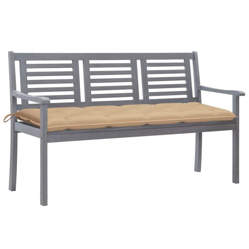 Day and Night - Day and Night 3-seater Garden Bench In Gray Eucalyptus Wood and 150 Cm Cushion