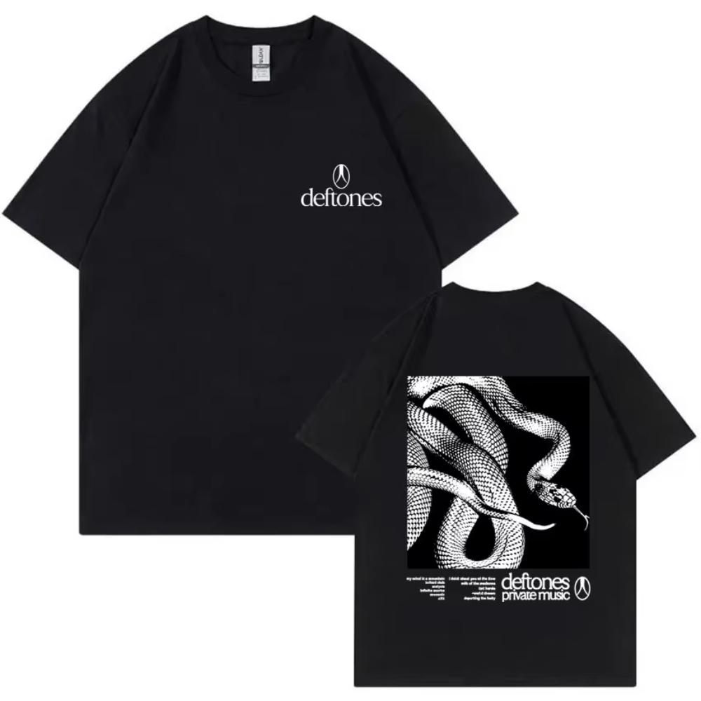 Музыкальная группа Deftones Частная Музыка Змея Графический Дизайн Футболки Мужчины Женщины Одежда Хэви-метал Оверсайз Футболка с Коротким Рукавом