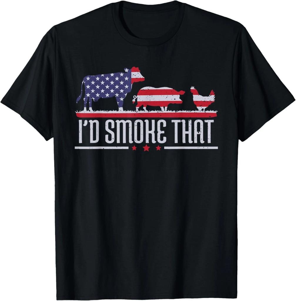 4th July I_d Smoke That Patriot BBQ Barbeque Cook Chef T- Shirt