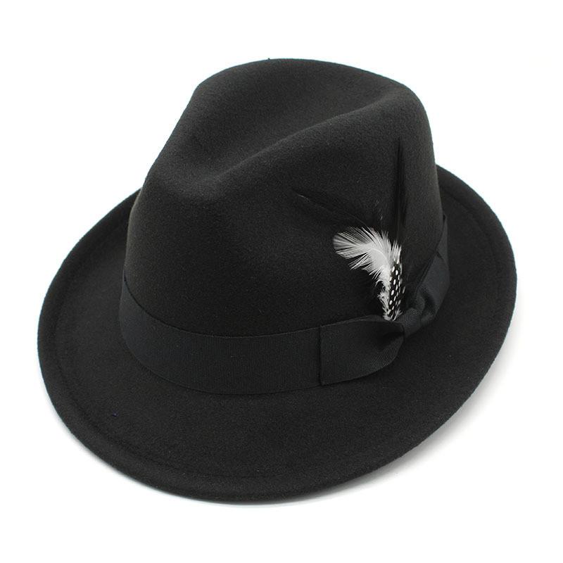Mens Feather Felt Hat With Wide Brim For Summer Sun Protection And Stylish Casual Wear