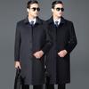 Lapel Middle-aged and Elderly Men's Long Woolen Woolen Coat Removable Plus Velvet Liner Real Fur Collar Coat Thickened Winter
