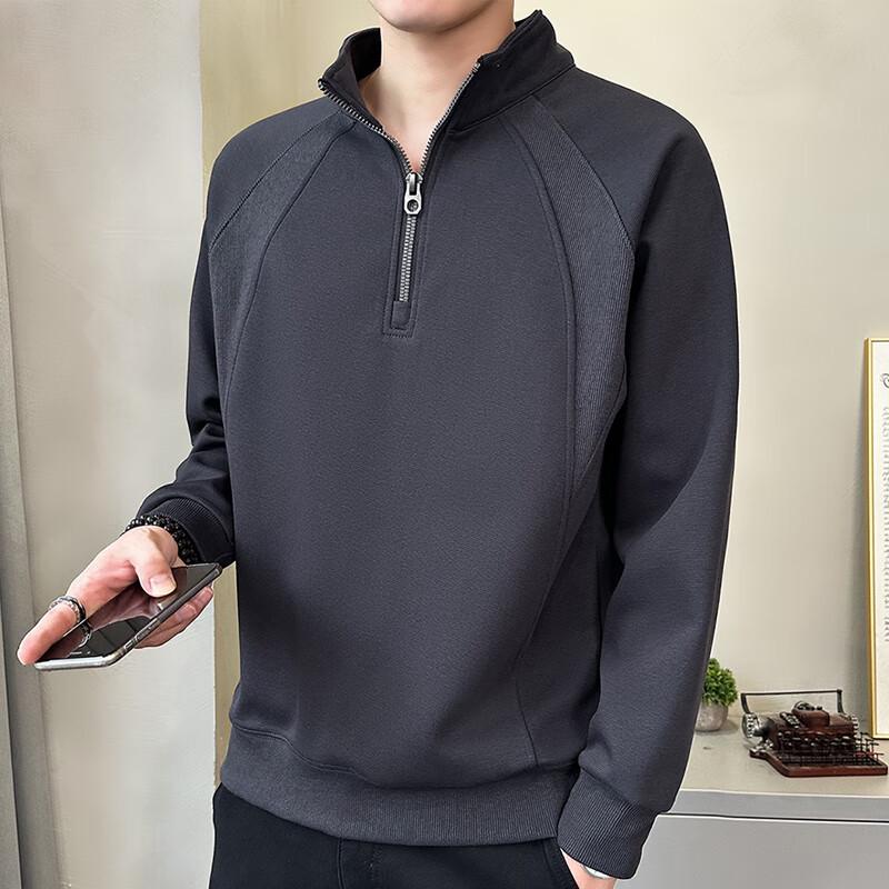 Duduosbao Men's Half-Zip Stand-Collar Sweatshirt