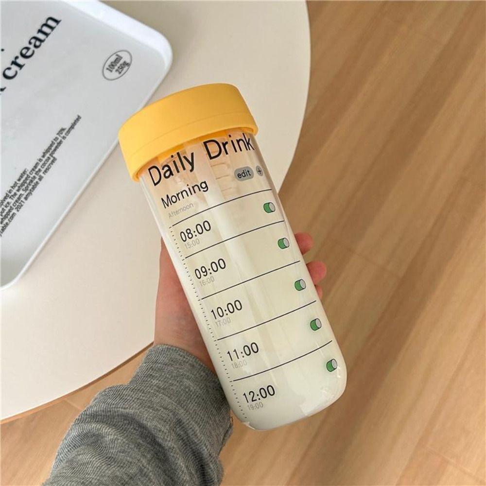 Alarm Clock Sports Water Bottle Large Capacity Outdoor Glass Straw Cup  Primary School Students