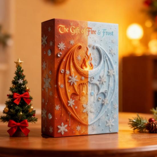 Драконий Адвент-календарь 2025 Коробка для отсчета 24 дней с акриловыми украшениями Многофункциональная в тематике викингов