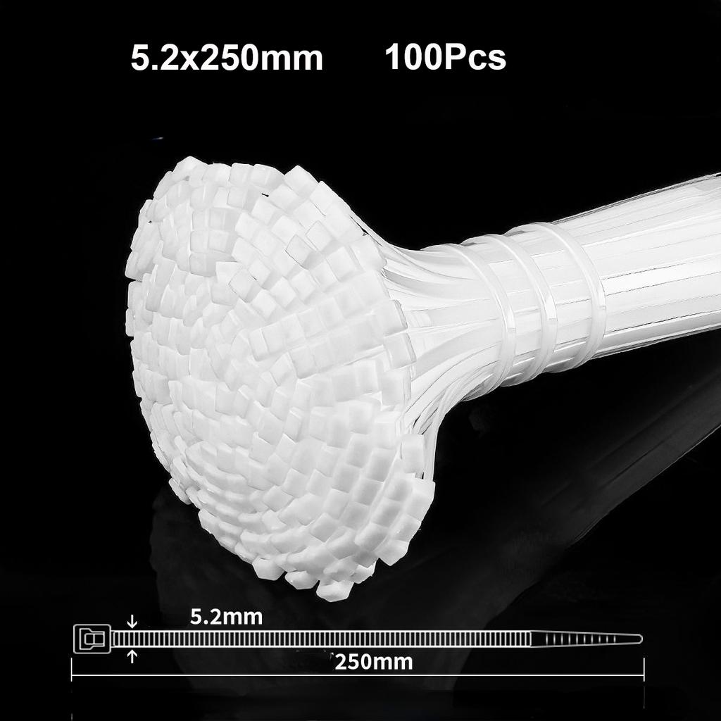 100Pcs Heavy Duty Self-locking Plastic Nylon Tie Wrap, Strong and Reliable Cable Ties