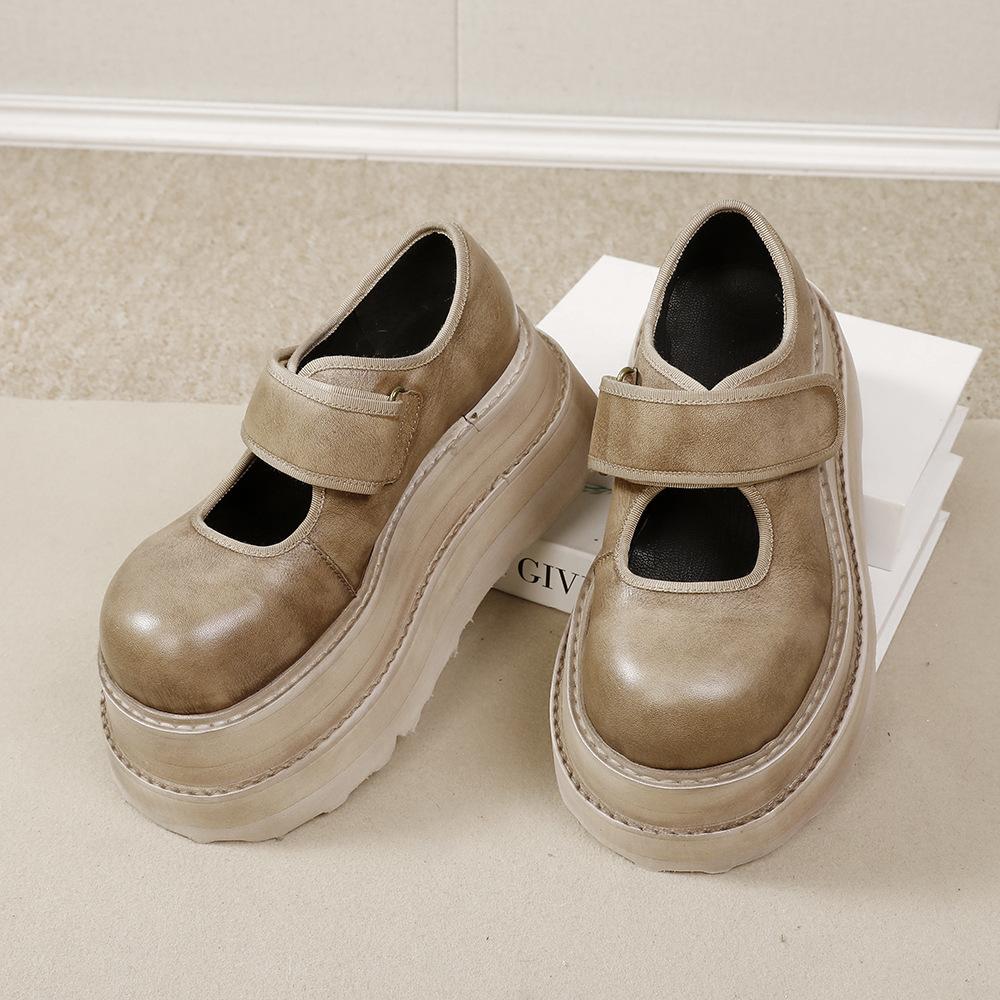 Johnature Туфли из натуральной кожи на толстой подошве 7 см, винтажные универсальные женские туфли на плоской платформе