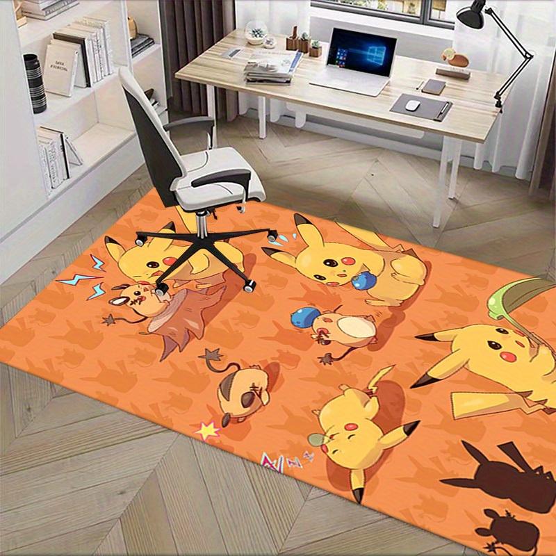 Office Carpet Pikachu and Eevee Patterned Sofa Rug, Chair Mat for Protection