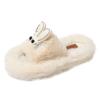 Thick-soled fluffy slippers for women to wear 2025 new autumn and winter fashion plush shoes go out versatile cotton slippers