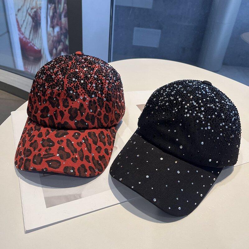 Leopard Print Baseball Cap With Rhinestones For Summer Street Style Fans