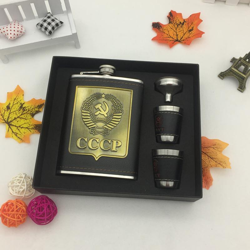 8 унций карманная портативная фляжка из нержавеющей стали фляга для виски и вина бутылка + воронка + чашка с набором из пяти бутылок для алкоголя для мужчин