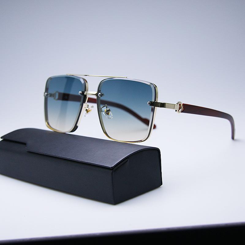 Double beam metal trimmed European and American fashion atmosphere men's square sunglasses driver driving women's outdoor sunglasses