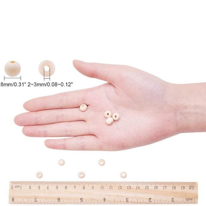 50/100/200PCS Wooden Bead Natural Beads Round Wood Beads for Crafts DIY Handmade Decorations Jewellery Craft Making (8mm,10mm)