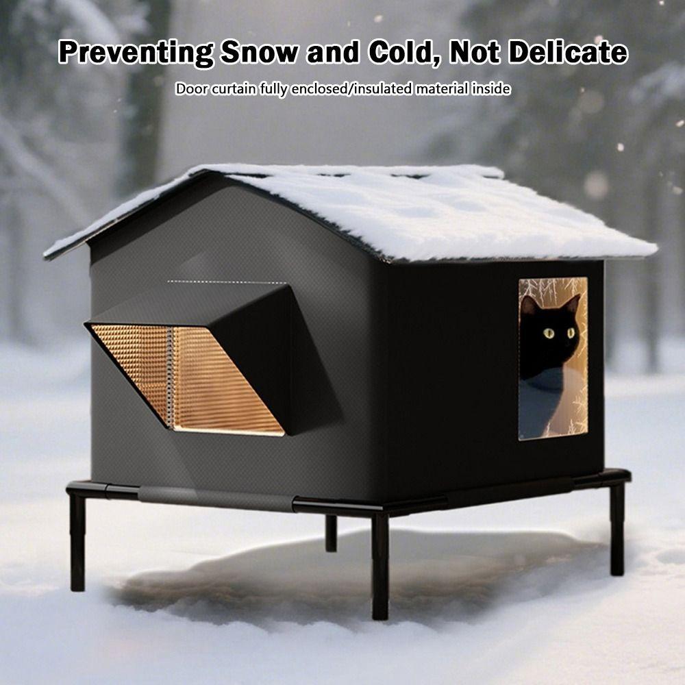 Keep Warm Outdoor Cat House Heat-Absorbing Long-lasting Temperature Lock Stray Cat Tent Closed Waterproof Kitty Shelter