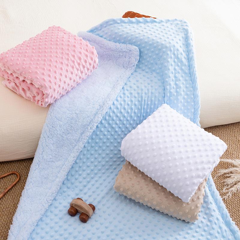 Custom Name Baby Blanket Solid Color Velvet Bean Blanket Double Layer Super Soft Kids Swaddle Blanket Infant Bedding Quilt
