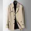 Весна Осень Мужской Тренч в Английском Стиле Однотонный Деловой Повседневный Ветрозащитный Пальто Мужское Высокого Качества Отложной Воротник Повседневная Верхняя Одежда