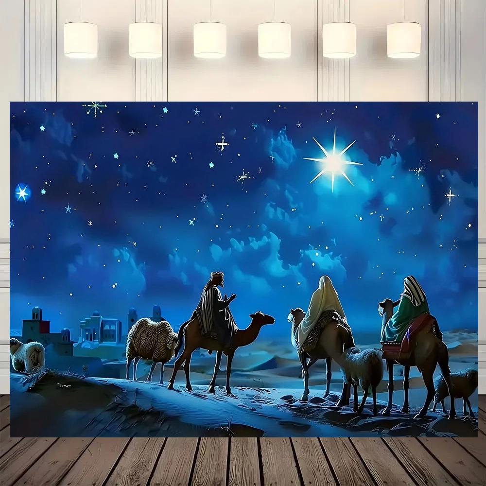 1pc Starlight Christmas Scene background banner suitable for Christmas party decoration garden and home decoration