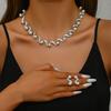 New S-shaped Alloy Pearl Necklace Earrings Women's Niche Collarbone Chain Women's Jewelry Set 2447