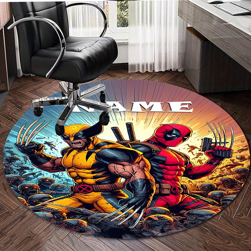 Personalized D-Deadpool Round Chair Office Rug - Perfect for Mat, Office Chair & More - Ideal Gift for Birthdays and Holidays