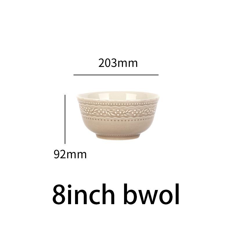 Ancient European Style Ceramic Dining Plate Underglaze Jadeite Green Breakfast Bread Steak Plate Household Kitchen Tableware