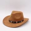 Классический Металлический Ремень Ковбойская Шляпа Осень и Зима Замшевая Фетровая Шляпа Мужская и Женская Европейский и Американский Стиль Цилиндр Шляпа для Верховой Езды на Открытом Воздухе