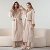 Unisex Jacquard Fleece Bathrobe - Long, Thickened, Plus Size Pajamas for Autumn & Winter.