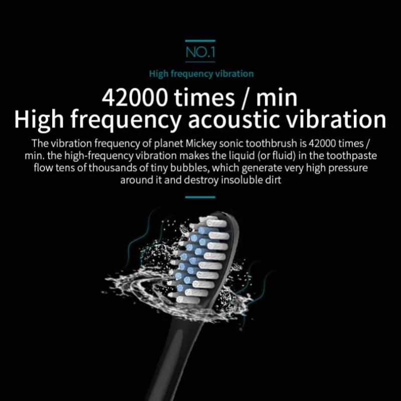 Шестискоростная автоматическая электрическая зубная щетка, универсальная для взрослых и детей, с мягкой щетиной, зарядная, умная зубная щетка для всех возрастов