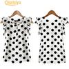 Summer Polka Dot Round Neck Short Sleeve Shirt Top Chiffon Blouse Women Clothing
