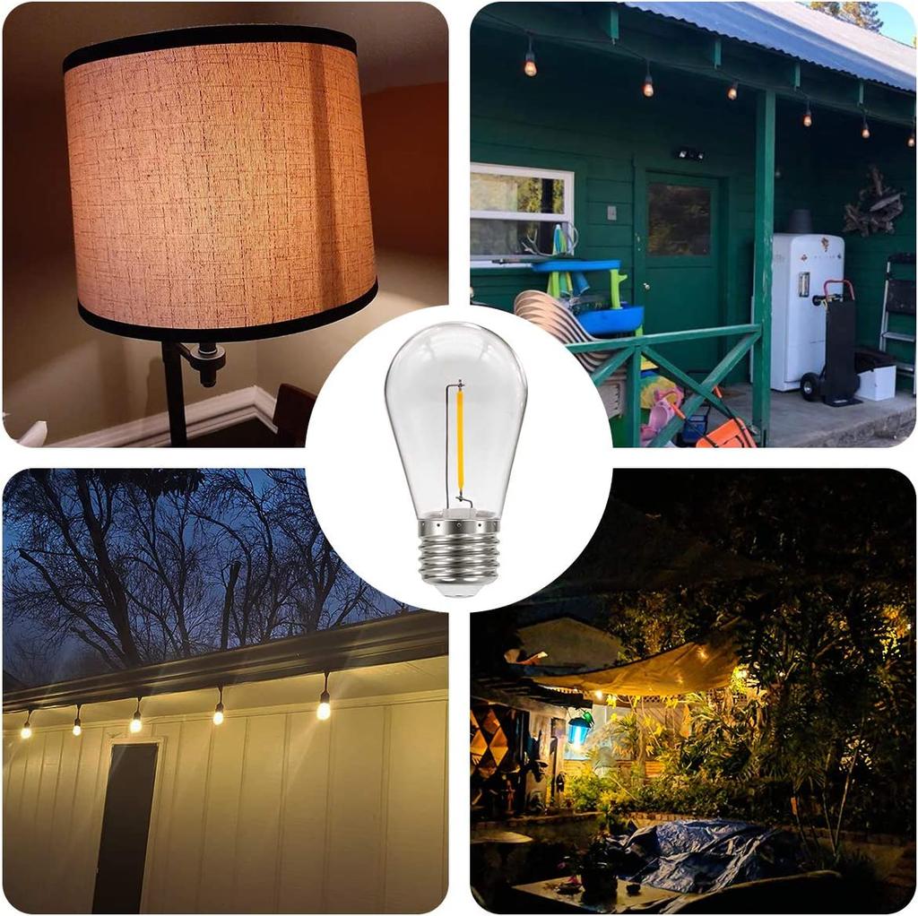 10 упаковок 5 В S14 лампы накаливания солнечные гирлянды E27 E261W теплые белые светодиодные лампы с крышкой для ПК