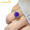 GRA Certified 2ct Purple Moissanite Ring S925 Sterling Sliver Plated 18k White Gold Wedding Engagement Jewelry Rings for Woman