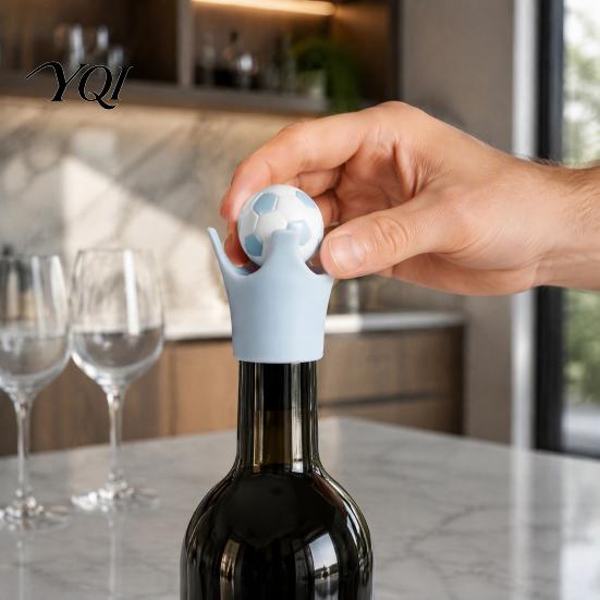 Easy Clean Bottle Covers Football-shaped Wine Stoppers, Silicone Champagne Sparkling Savers, Leak-proof Sealer Decorative Party Accessories