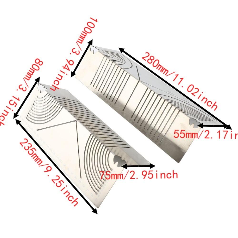 2pcs Stainless Steel Arc Marking Tool Multi Functional Linear Arc Scriber Pipe Cutting